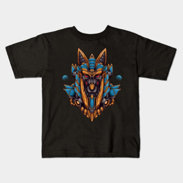 Cyber Anubis Kids T-Shirt by tegaart
